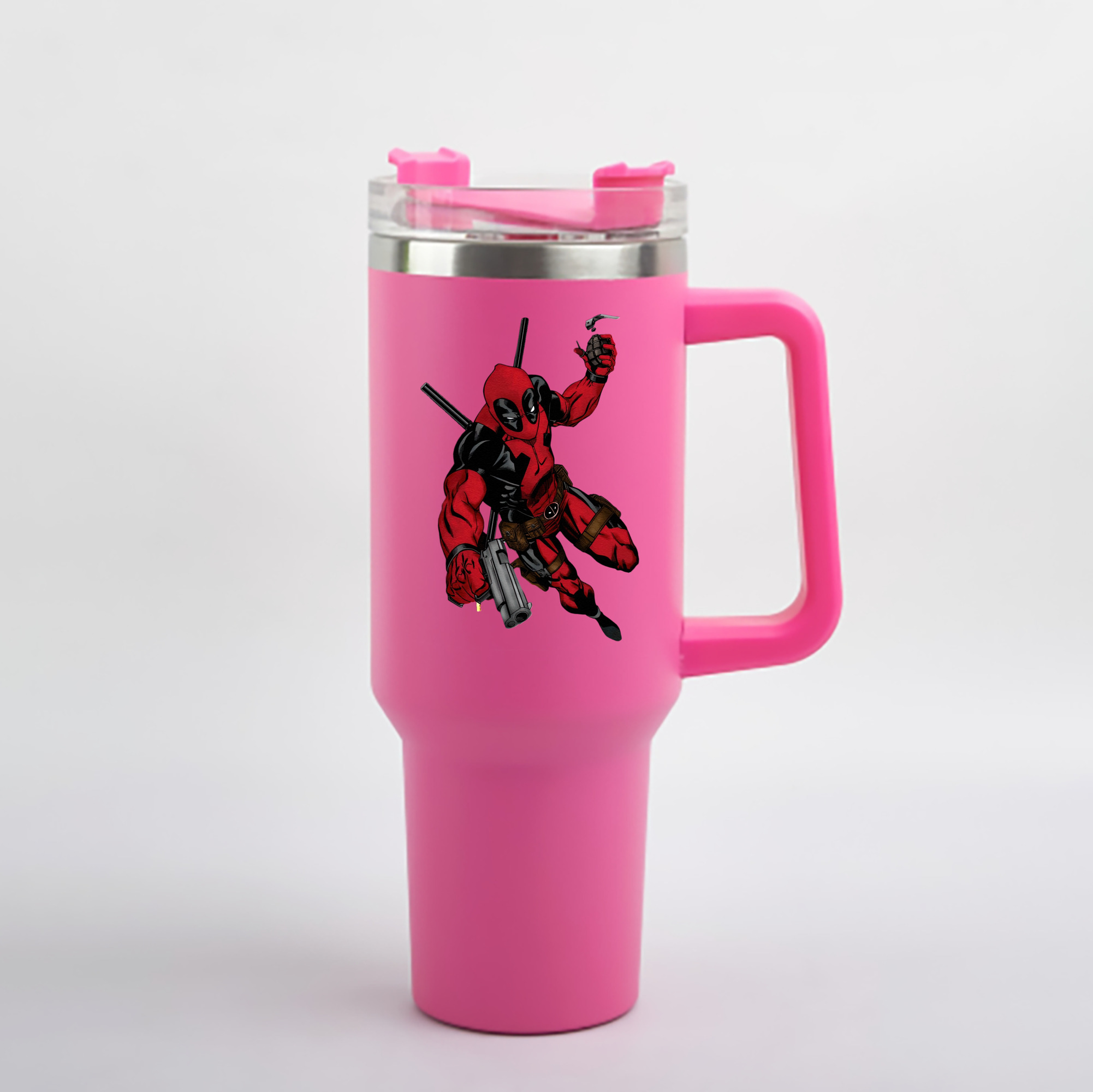 （画像用） Deadpool デッドプール 1200mL車用タンブラー - クリスタルステッカー（プラスチックストロー付き）